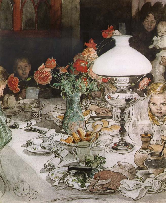 Carl Larsson Around the Lamp at Evening china oil painting image